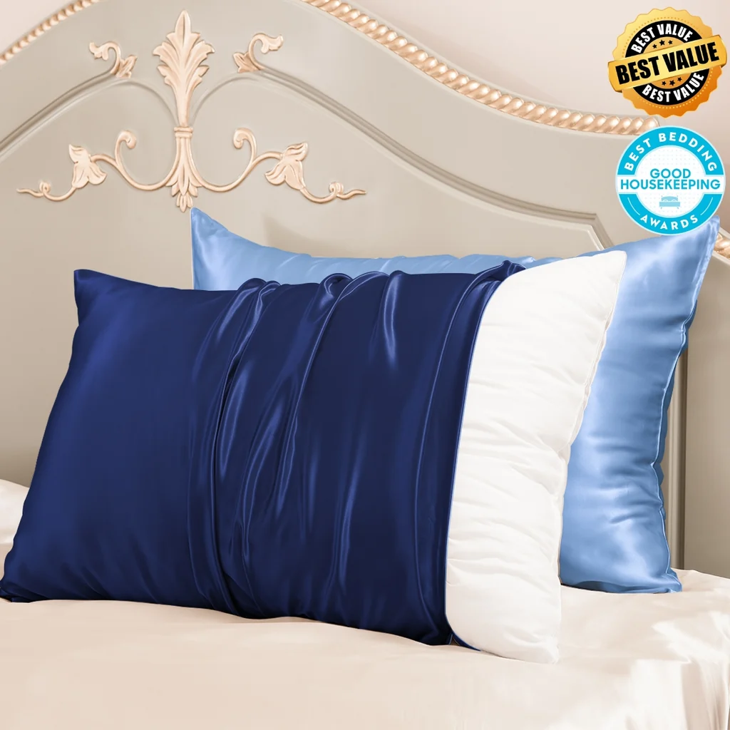 Promeed 23mm 6A+ Zipper Mulberry Silk Pillowcases 2 Pack Mixed Colors